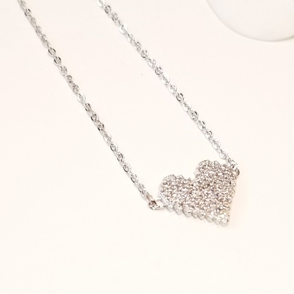 NEW Dainty Diamond Pave CZ Heart Bracelet - Picture 6 of 8